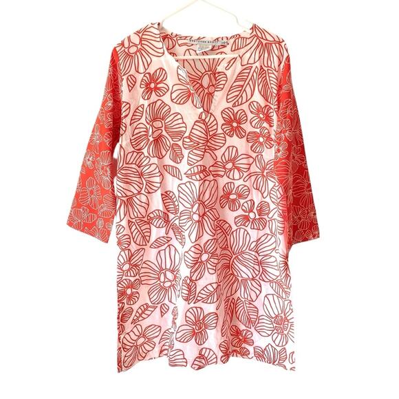 Gretchen Scott Designs Tunic Flower Power NWTs size Large Orange White - Picture 1 of 8